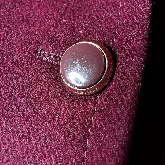 Kate Spade burgundy maroon wool fit and flare trench size small missing button - Picture 2 of 11